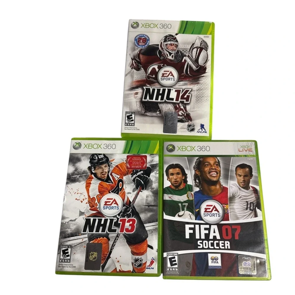 Xbox 360 Sports Games Lot NHL 13 NHL 14 FIFA 07 Bundle Complete‎ Manual Disc